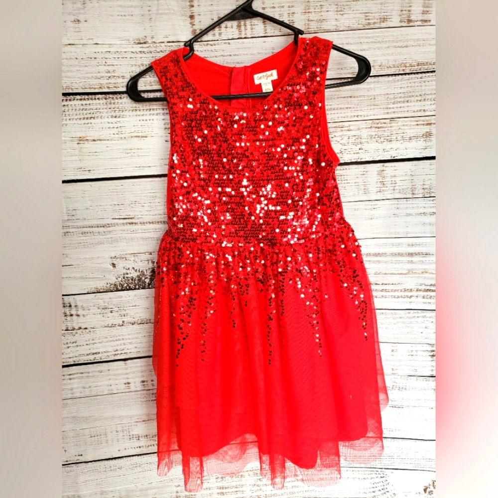 Red sparkly holiday girls dress tulle perfect for holidays